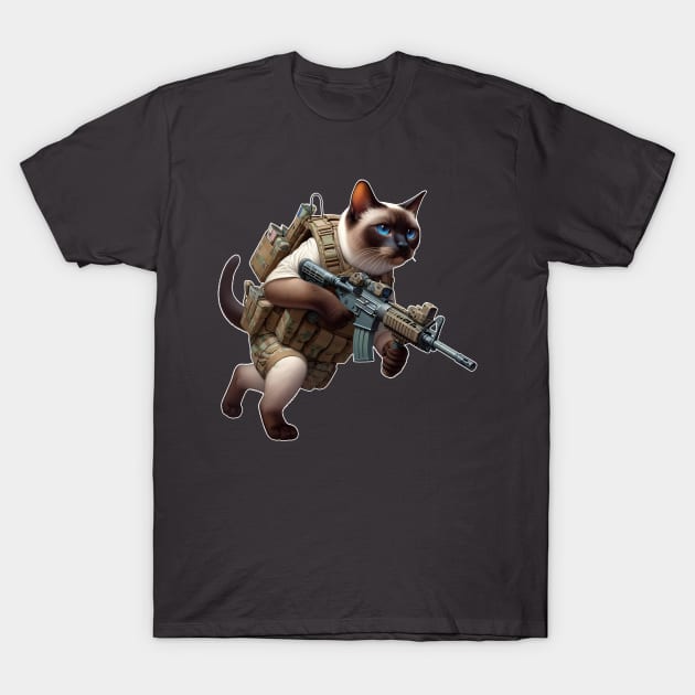 Tactical Cat T-Shirt by Rawlifegraphic